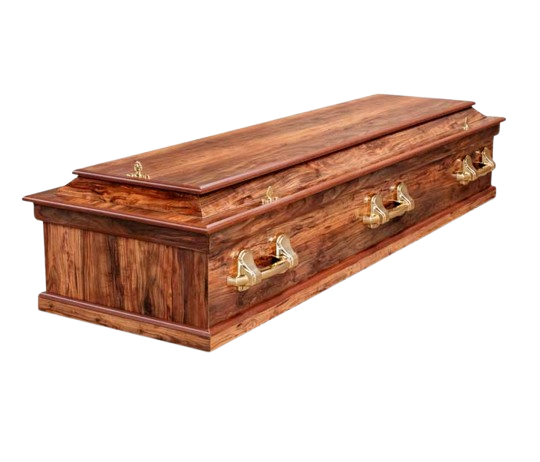 Teak Quarter View Coffin